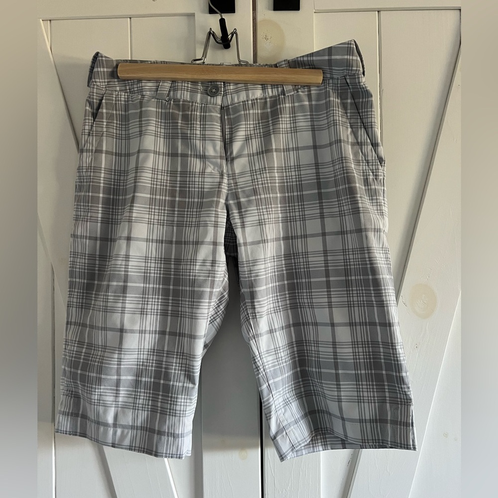 Nike Golf Bermuda Shorts in Grey and White Plaid